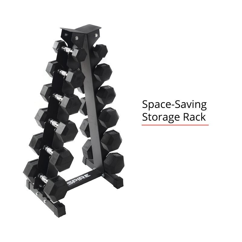 Rubber dumbbell set with rack sale